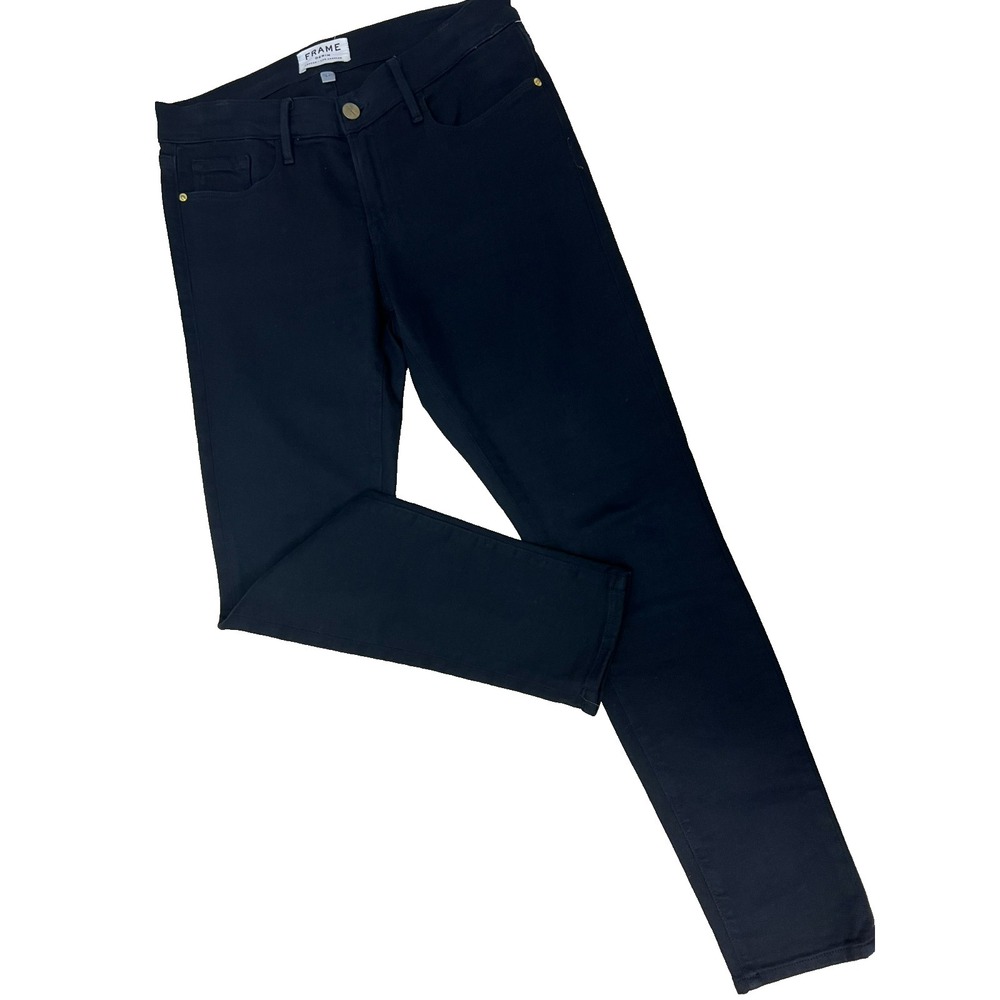 FRAME Denim Black Skinny Jeans Mid Rise Five Pocket 2% Lycra Stretch SZ 27